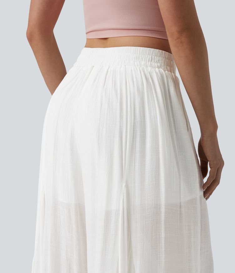 Pantalon baggy fluide taille mi-haute 2-en-1 avec poches