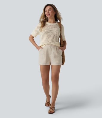 Kurzarm-Pullover mit Rundhalsausschnitt