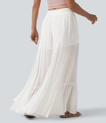 Pantalon baggy fluide taille mi-haute 2-en-1 avec poches