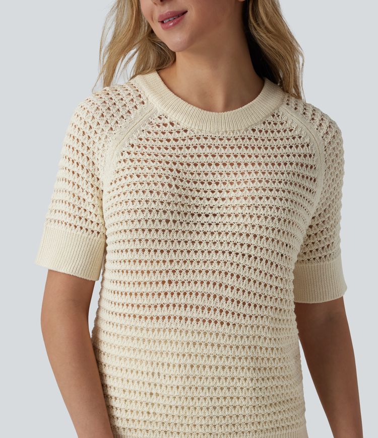 Kurzarm-Pullover mit Rundhalsausschnitt