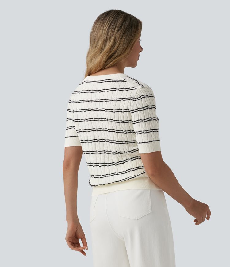 Henley Short Sleeve Stripes Work Jumper 