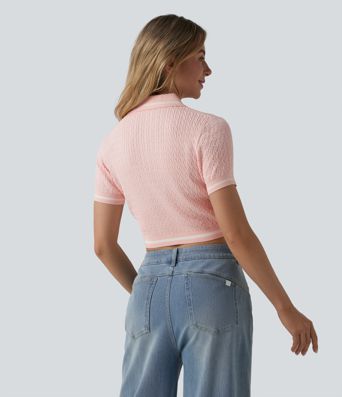 Pull polo court et décontracté à manches courtes