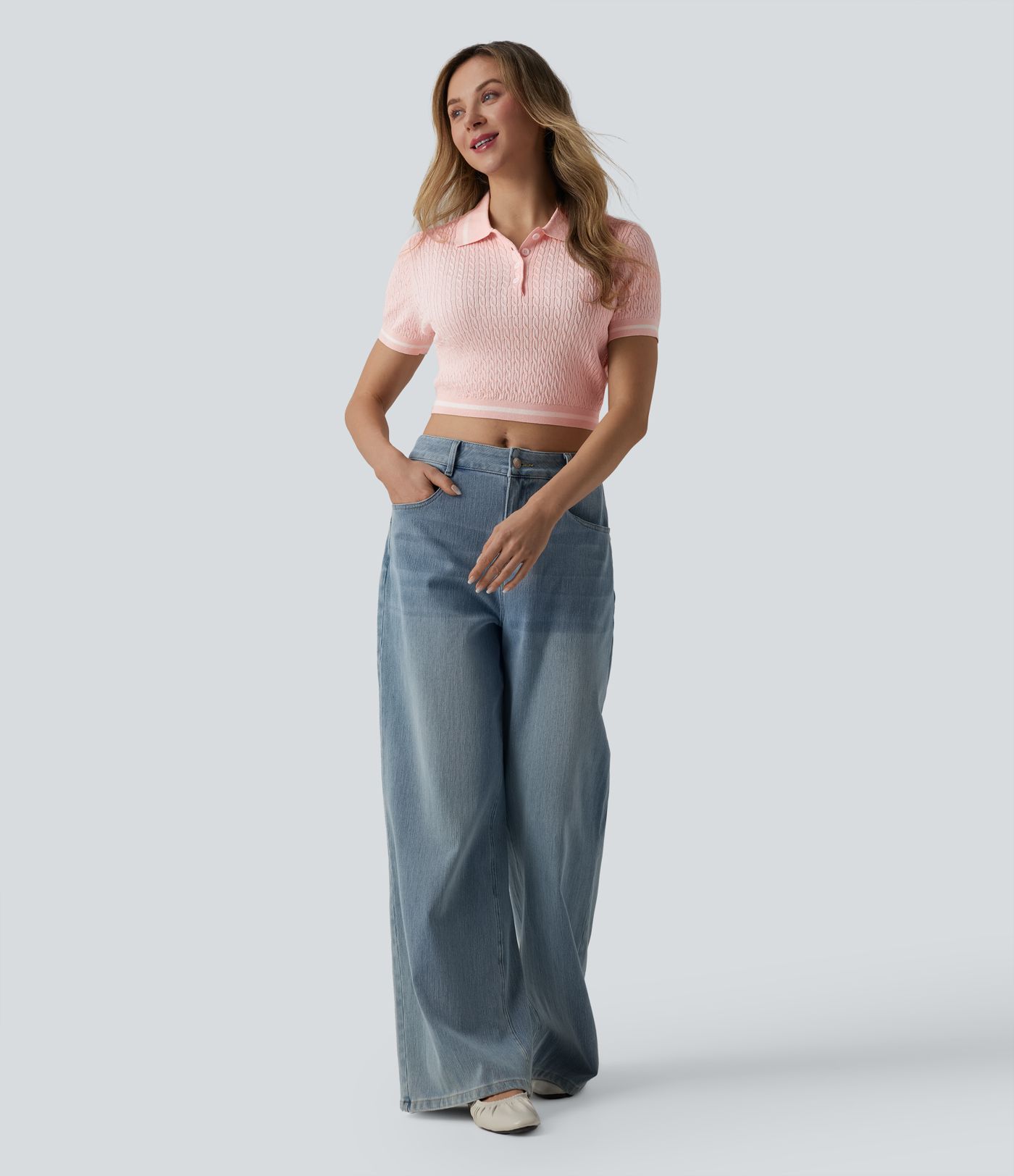 Pull polo court et décontracté à manches courtes