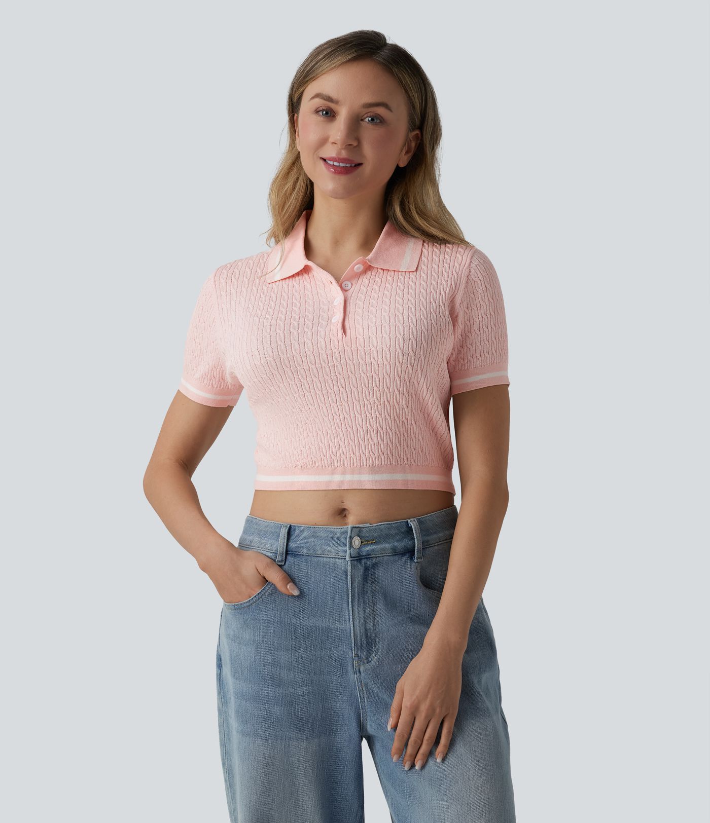 Pull polo court et décontracté à manches courtes