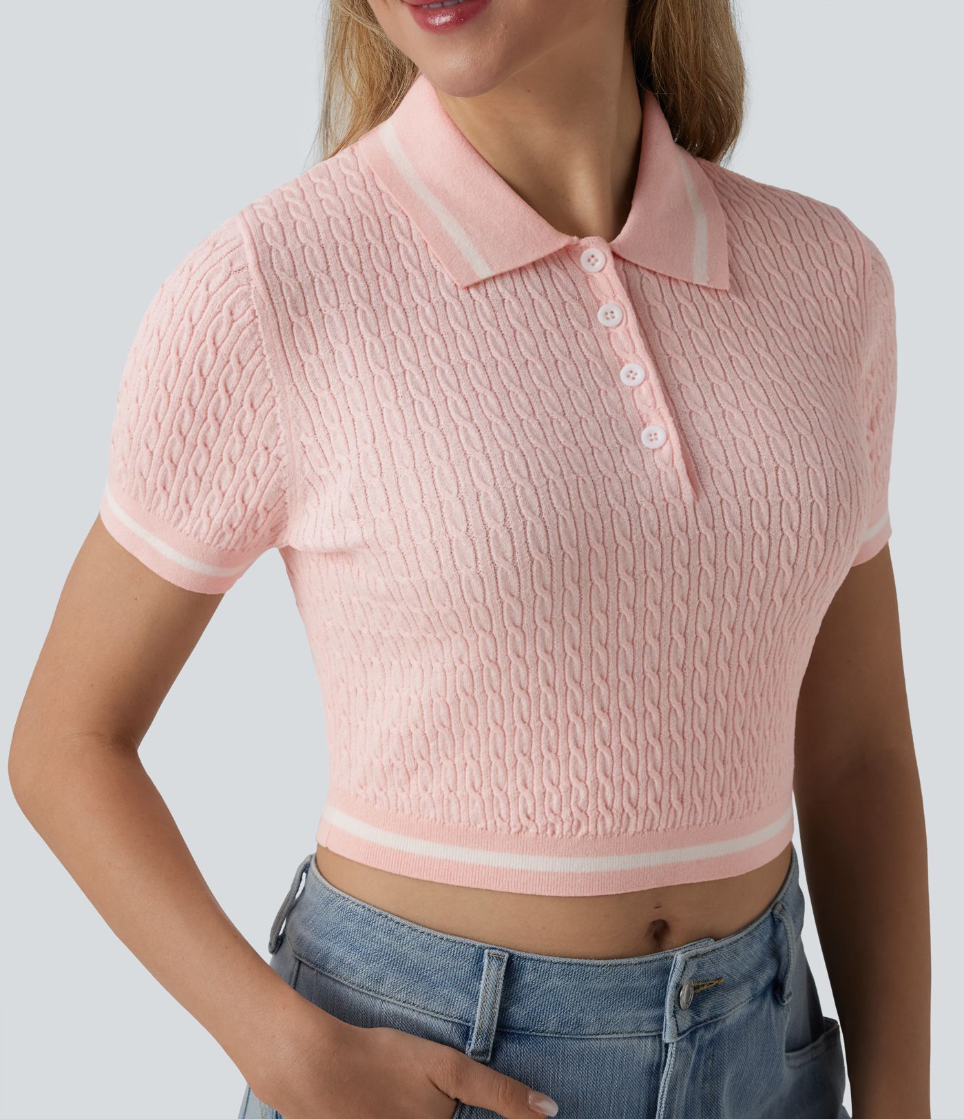 Pull polo court et décontracté à manches courtes