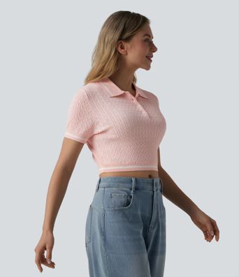 Pull polo court et décontracté à manches courtes