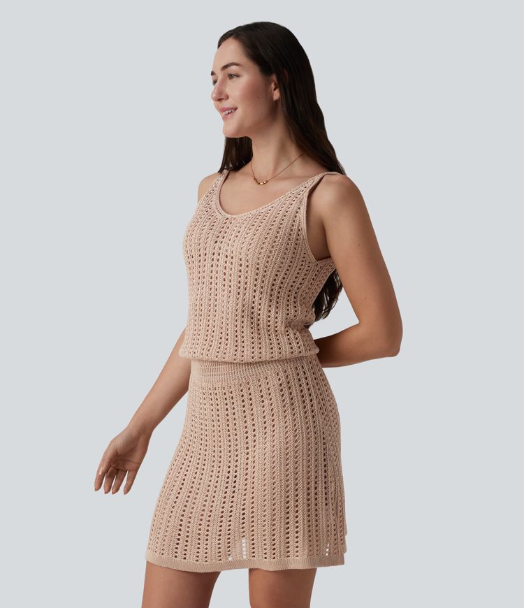 V Neck Sweater Knit Mini Slip Dress