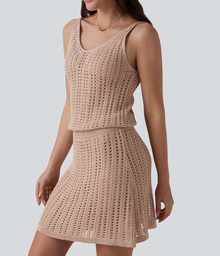 V Neck Sweater Knit Mini Slip Dress