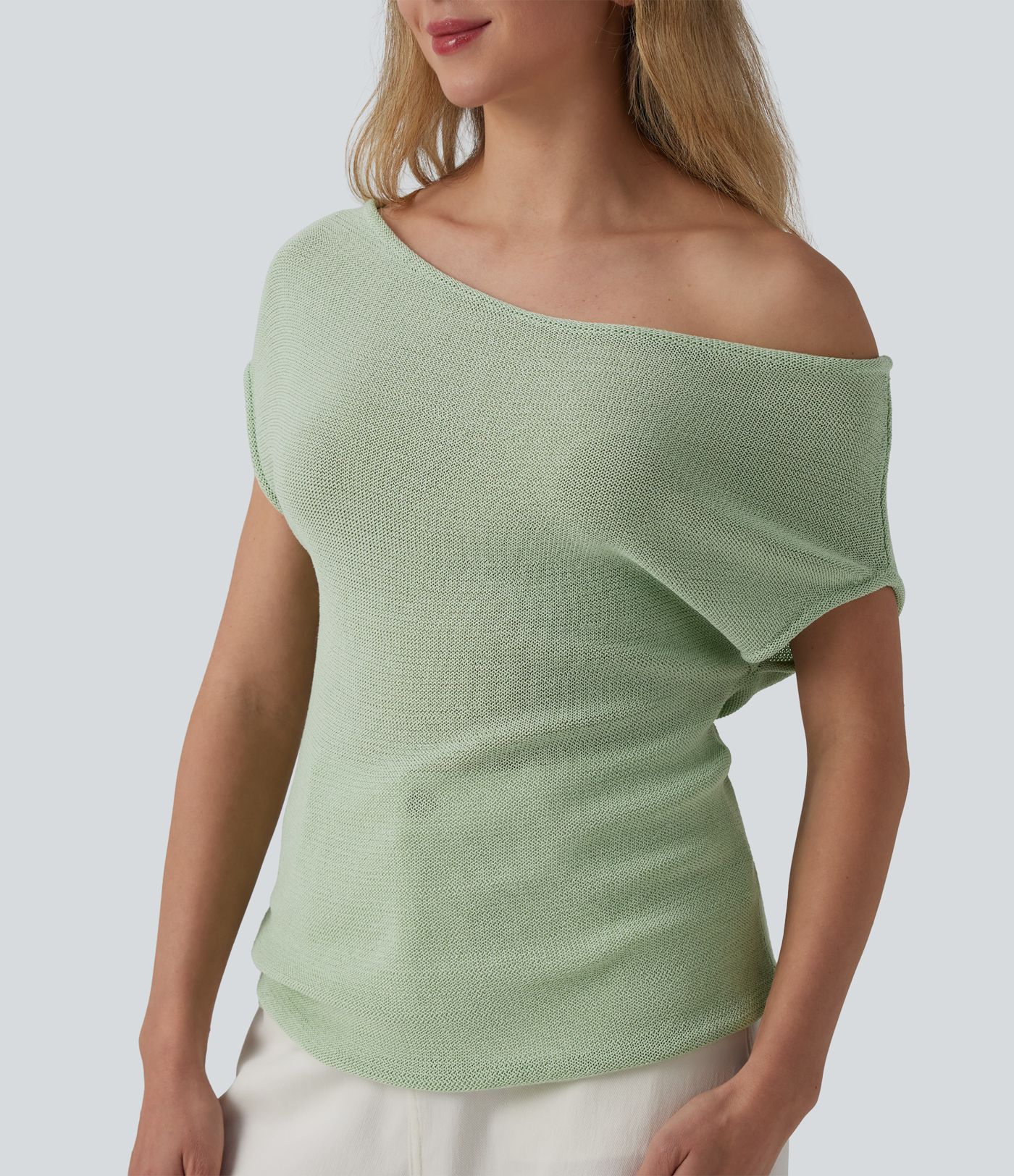 Off Shoulder Short Sleeve Casual Jumper