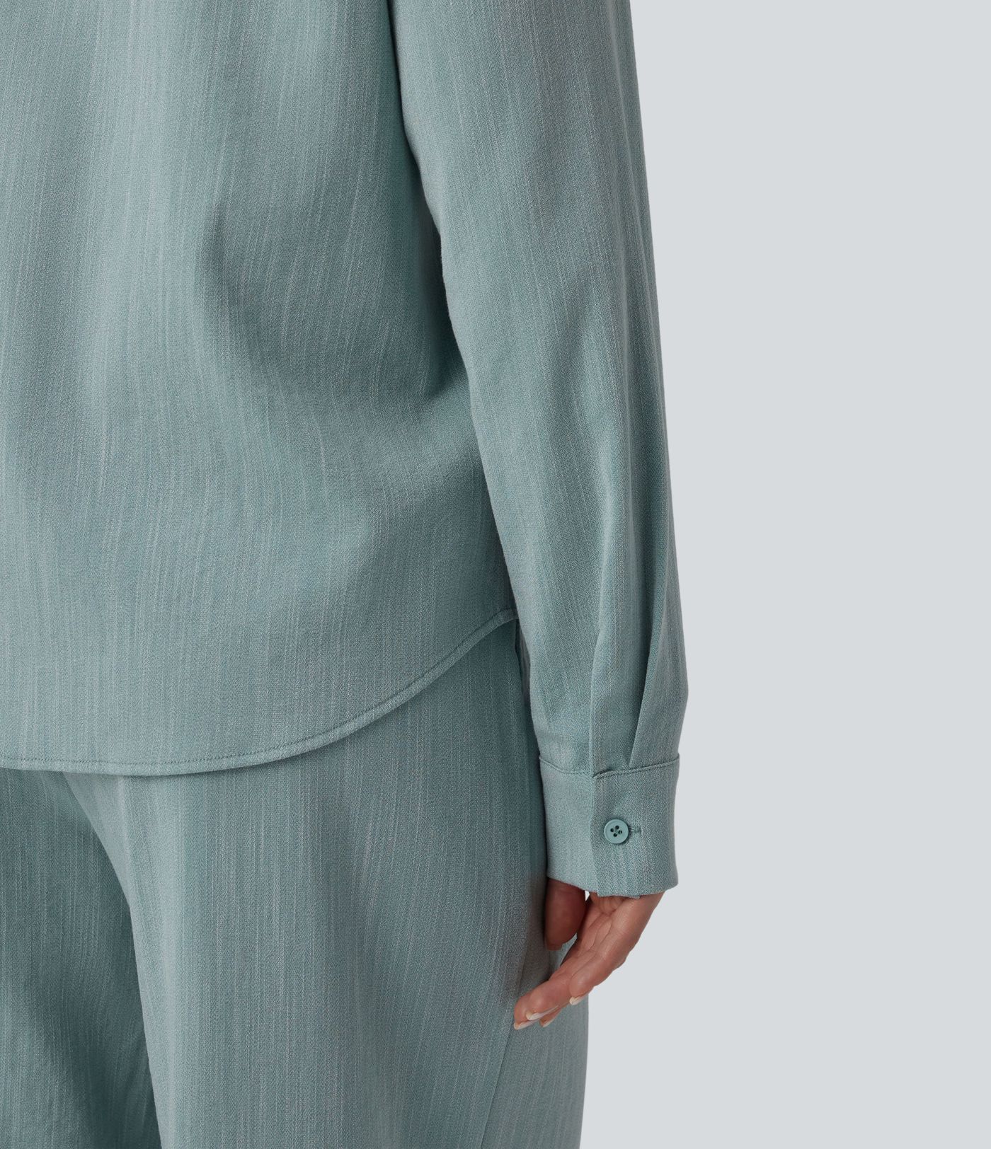 Long Sleeve Linen-Feel Shirt with Pocket