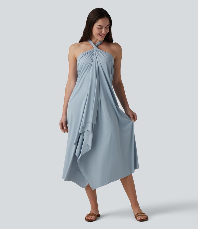 V Neck Tie Back Maxi Dress