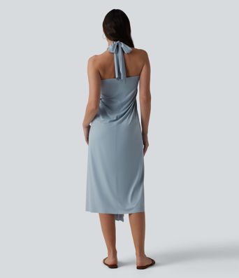 V Neck Tie Back Maxi Dress