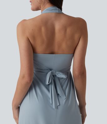 V Neck Tie Back Maxi Dress