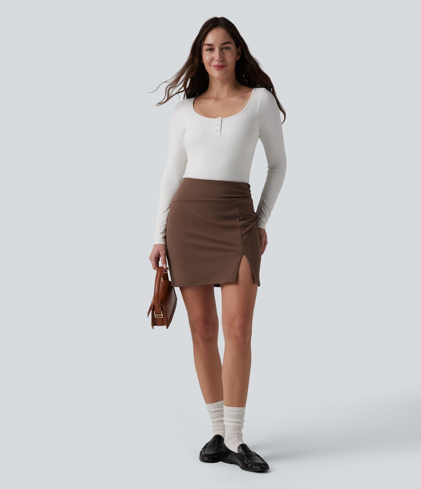 DayStretch High Waisted Bodycon 2-in-1 Mini Work Skirt
