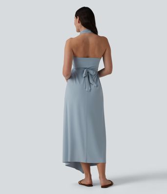 V Neck Tie Back Maxi Dress