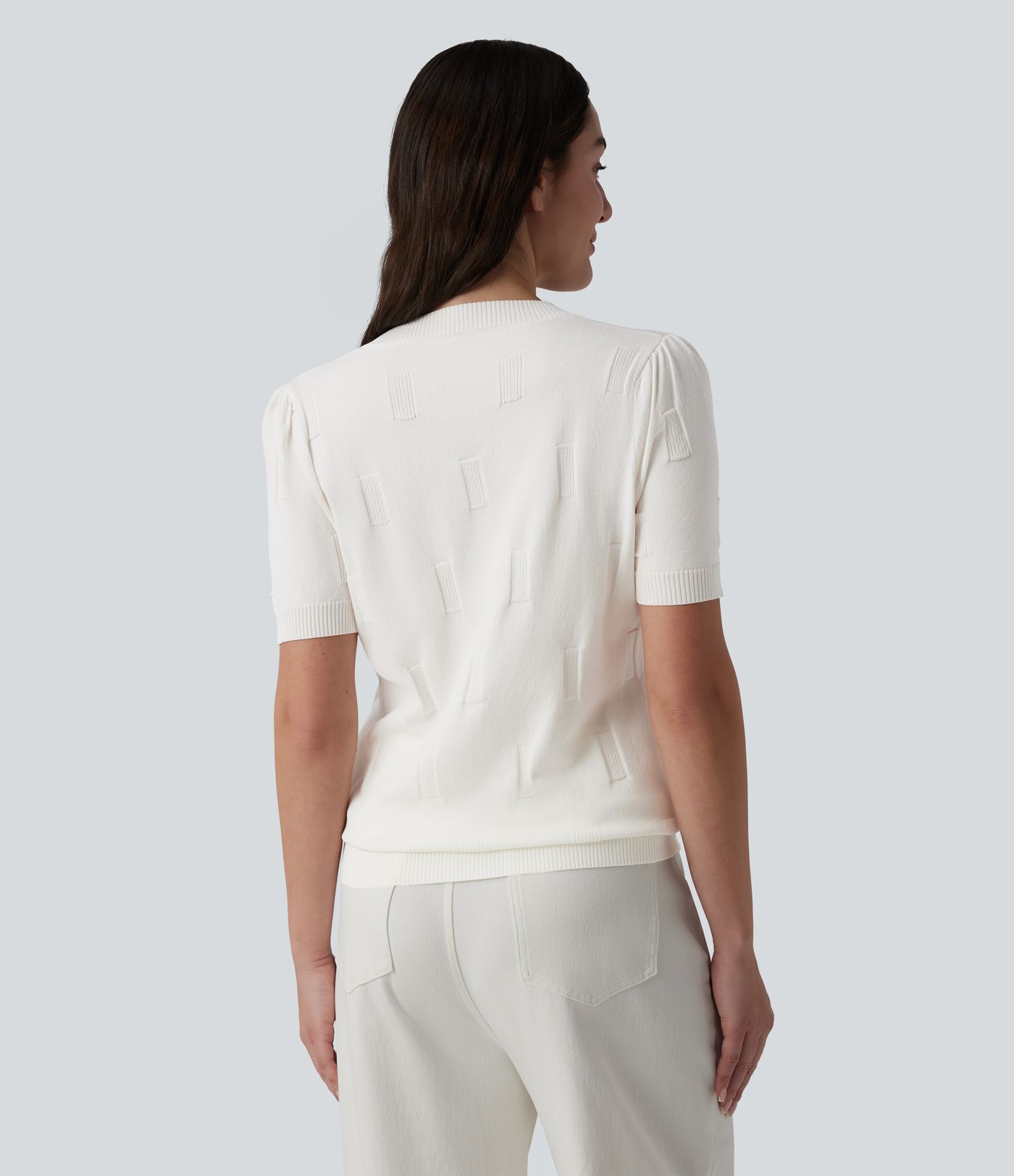 V-neck Short Sleeve Casual Jumper