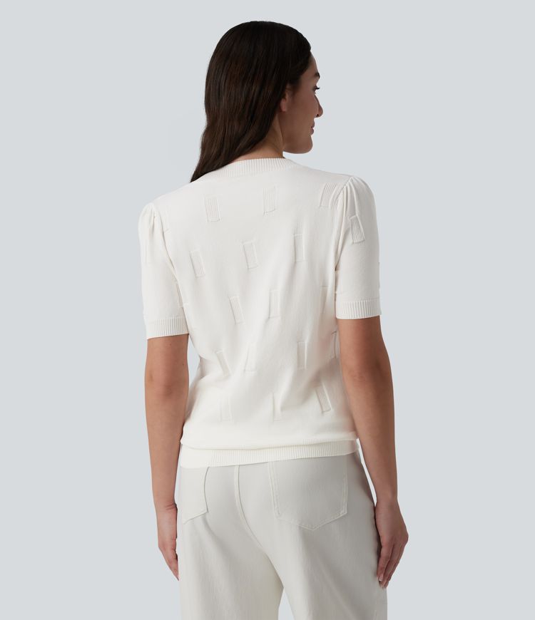 V-neck Short Sleeve Casual Jumper