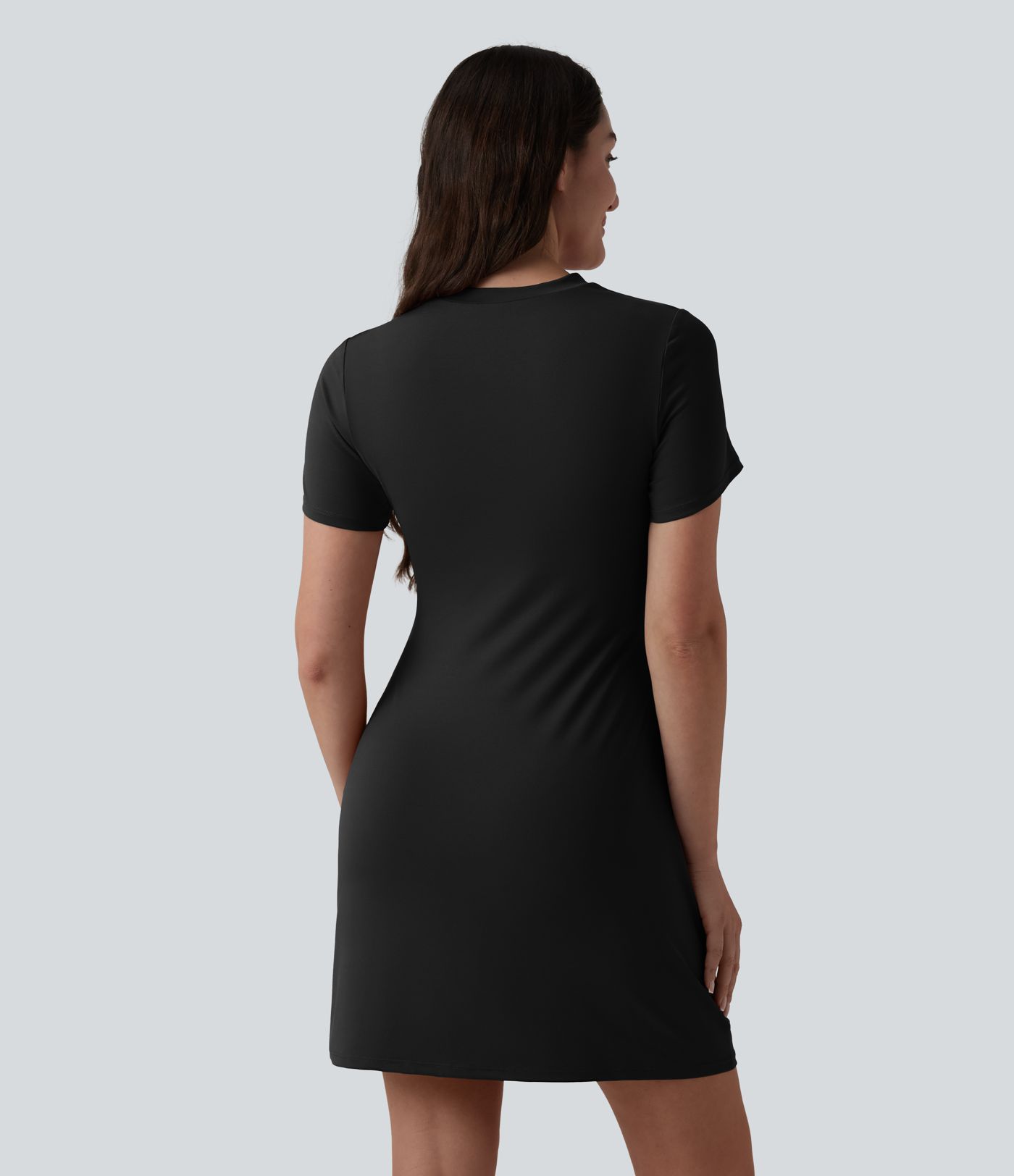 Round Neck Short Sleeve A-Line Casual Mini Dress