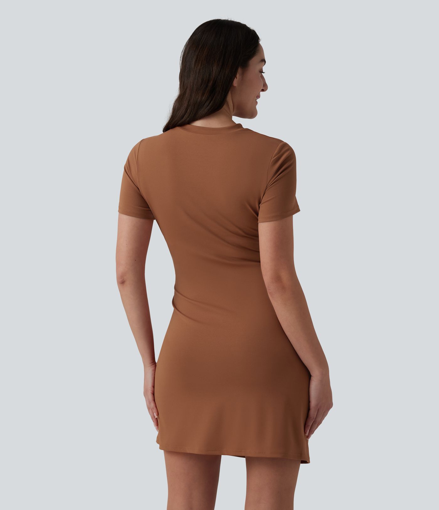 Round Neck Short Sleeve A-Line Casual Mini Dress