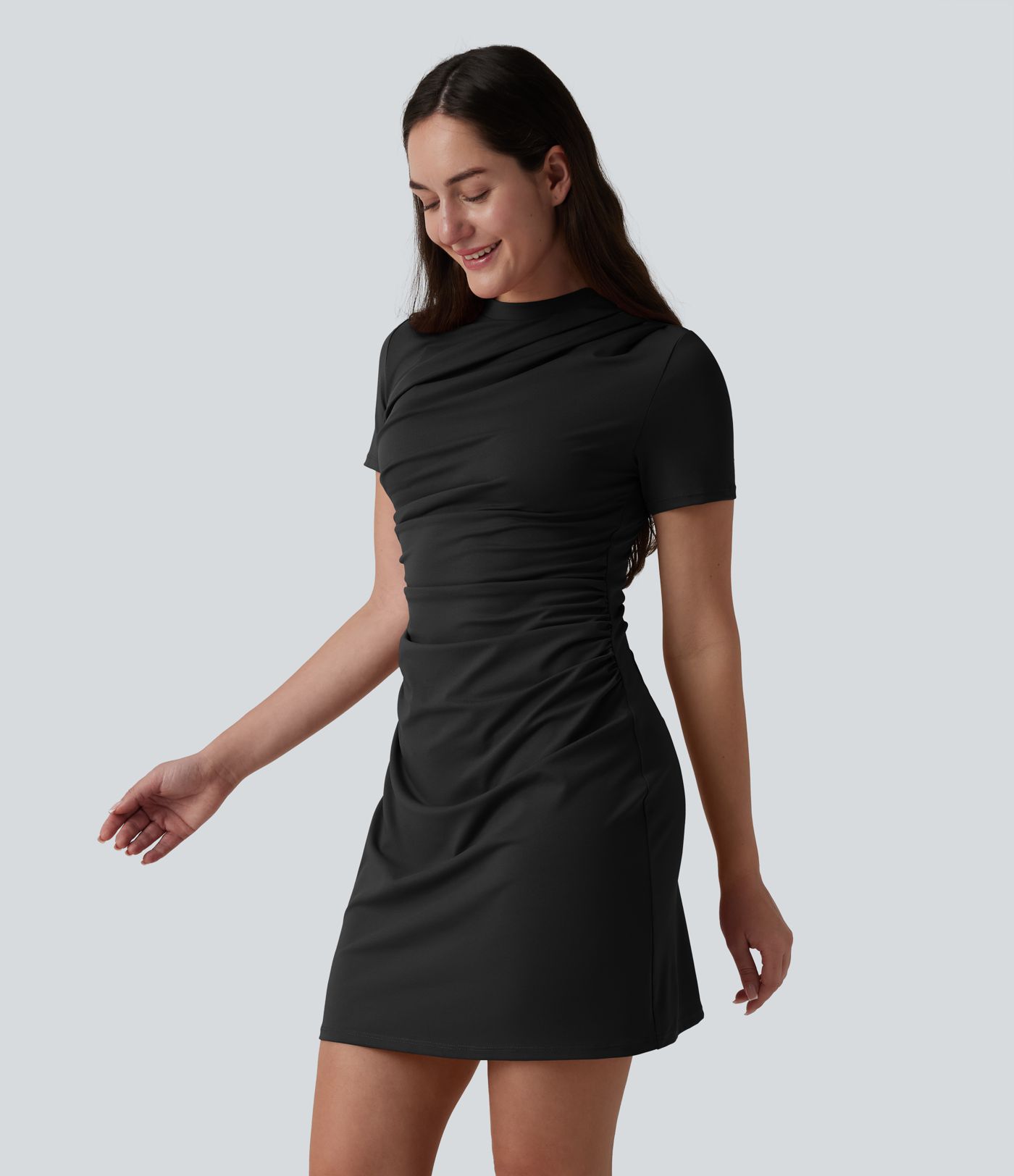 Round Neck Short Sleeve A-Line Casual Mini Dress