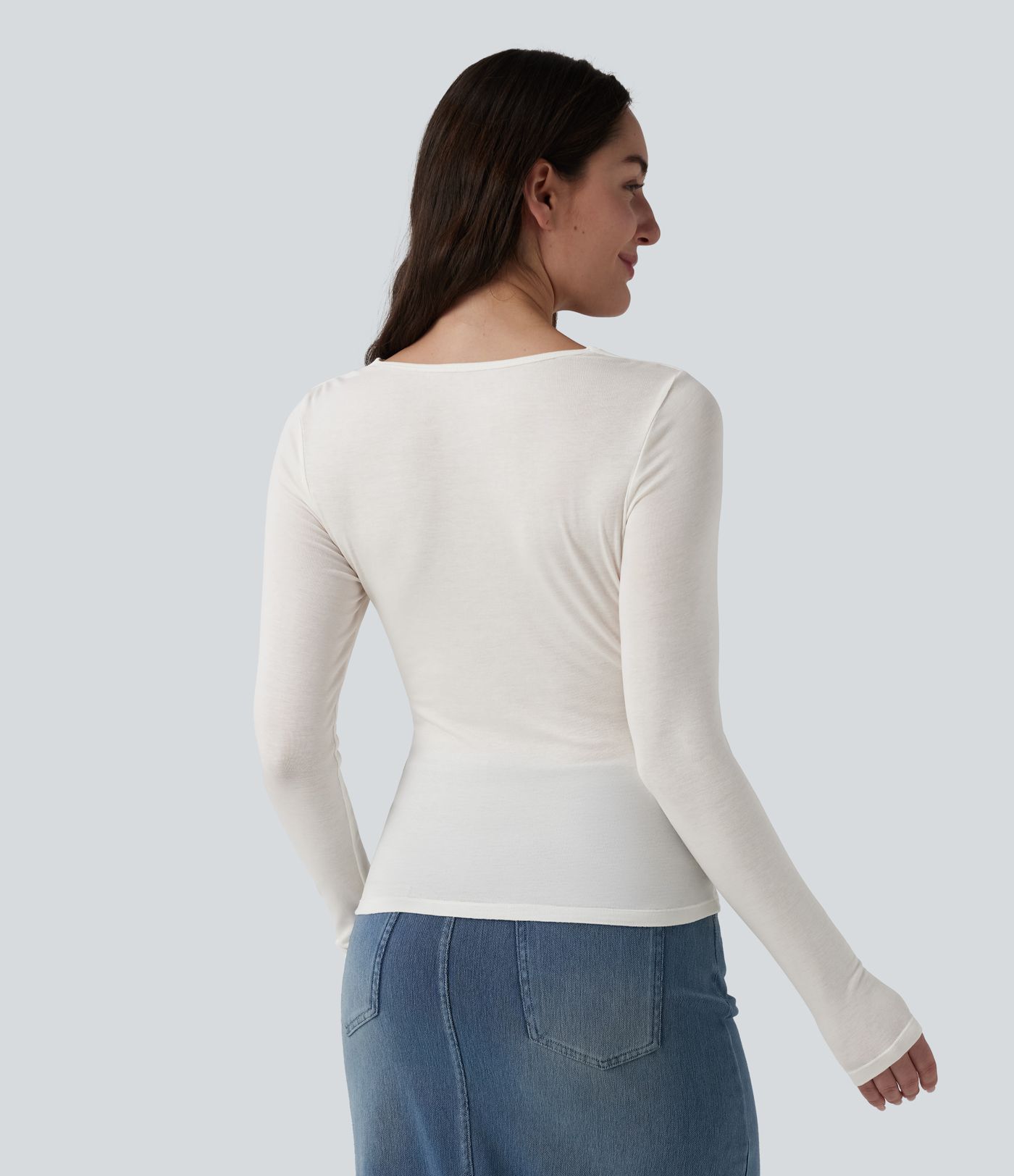 Ribbed Knit Cowl Neck Long Sleeve Contrast Lace Casual Top