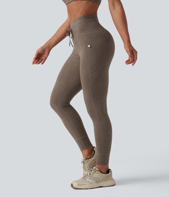 Halara UltraSculpt™ Zebra Print High Waisted Drawstring Yoga Leggings with Pockets