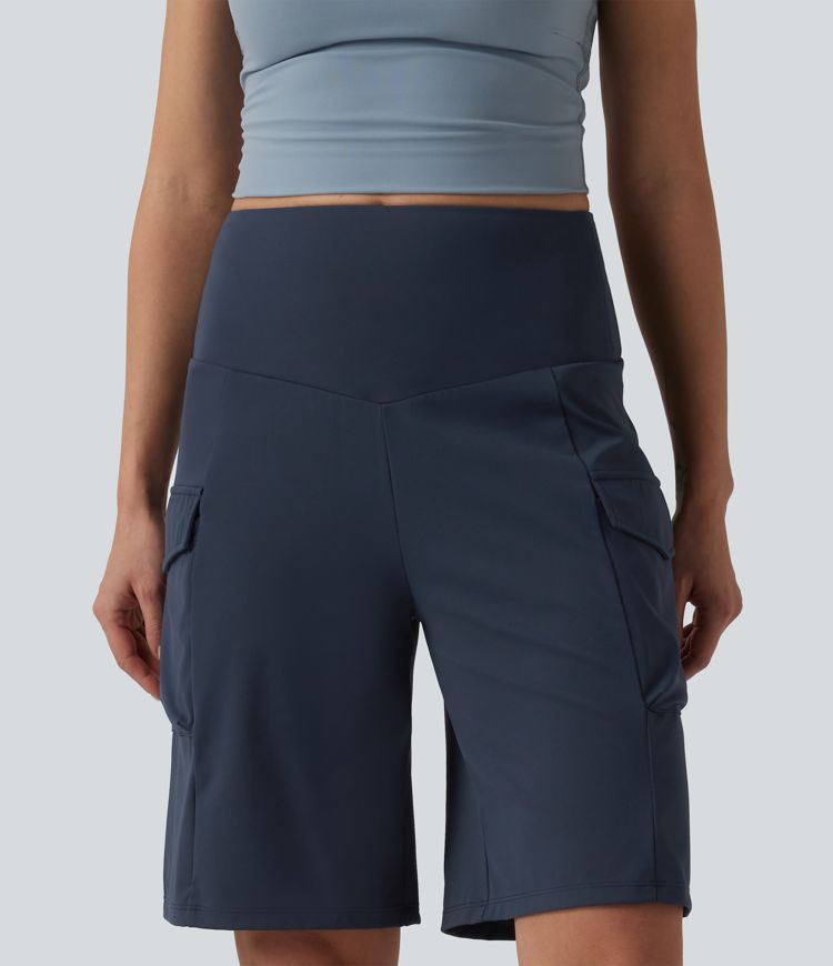 Mid Rise Cargo Yoga Baggy Running Shorts with Pockets