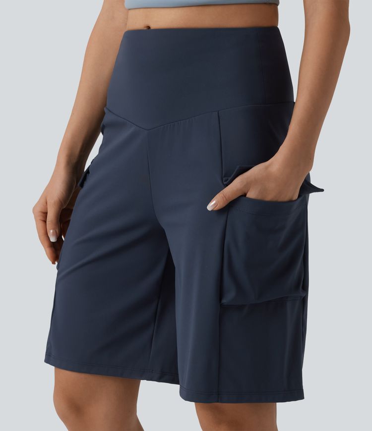 Mid Rise Cargo Yoga Baggy Running Shorts with Pockets