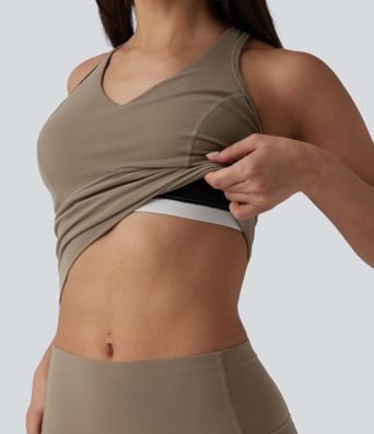 Halara UltraSculpt™ Medium Support V Neck Racerback Cropped Workout Tank Top
