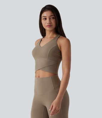Halara UltraSculpt™ Medium Support V Neck Racerback Cropped Workout Tank Top