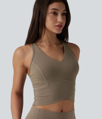 Halara UltraSculpt™ Medium Support V Neck Racerback Cropped Workout Tank Top