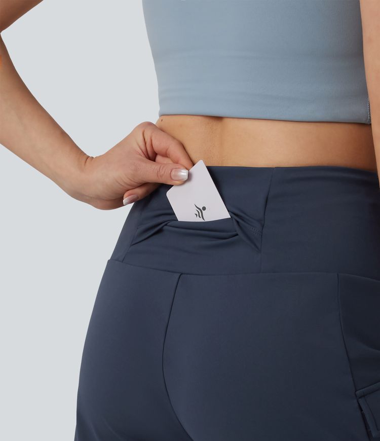 Mid Rise Cargo Yoga Baggy Running Shorts with Pockets