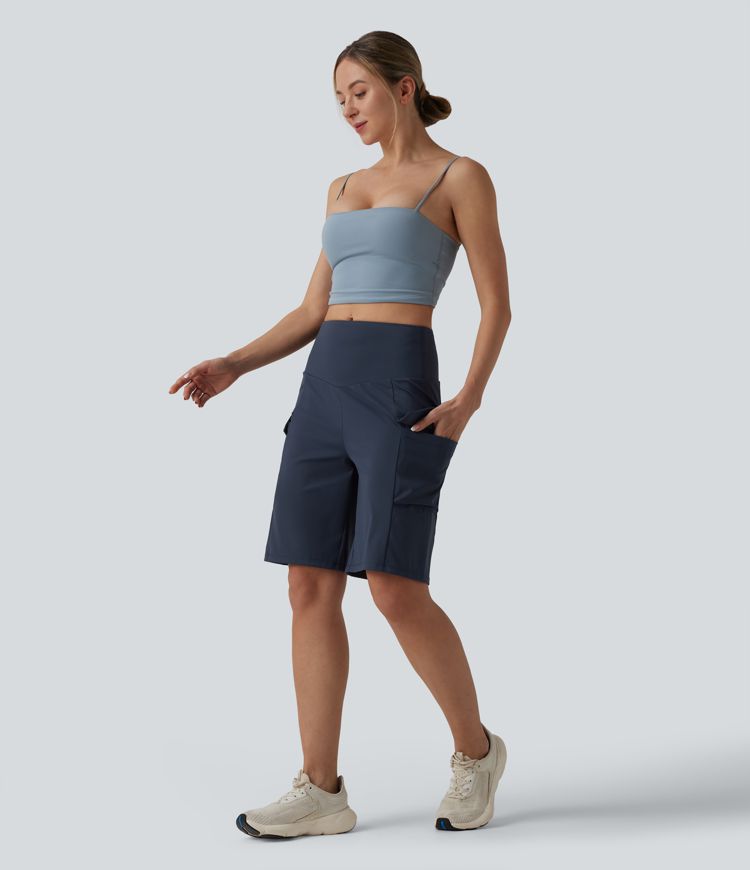 Mid Rise Cargo Yoga Baggy Running Shorts with Pockets