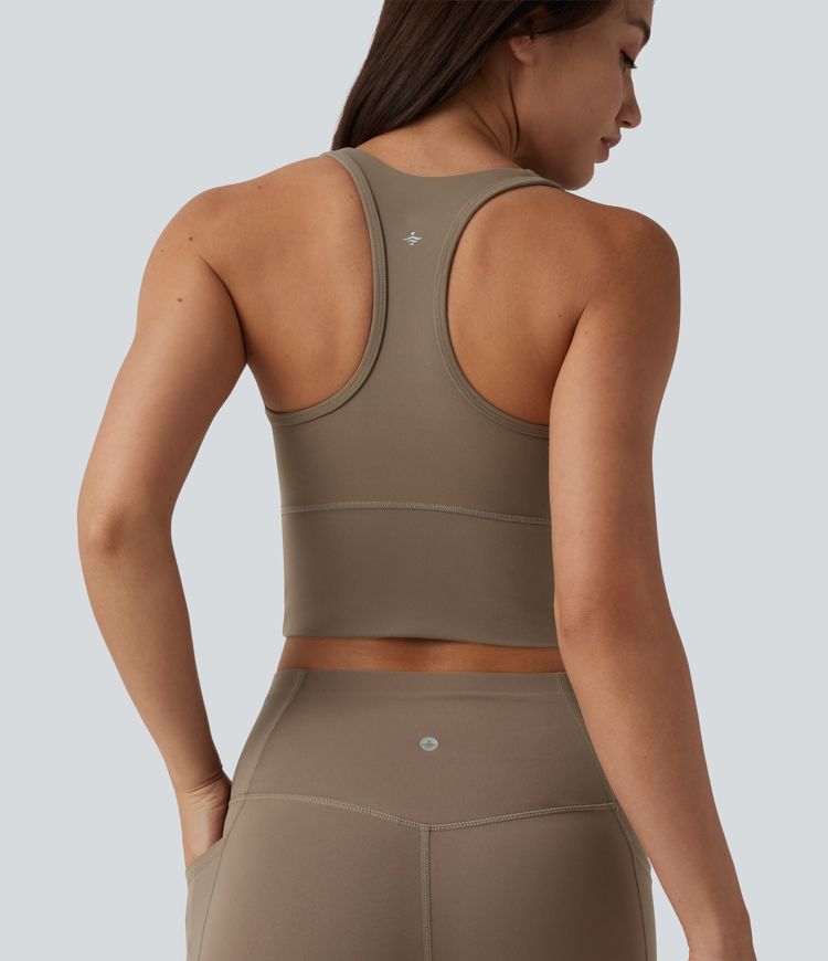 Halara UltraSculpt™ Medium Support V Neck Racerback Cropped Workout Tank Top