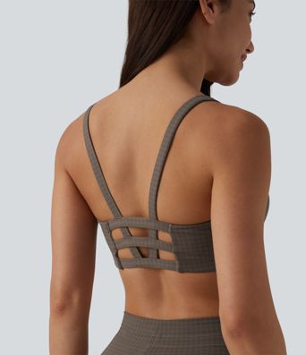 Halara UltraSculpt™ Houndstooth Print Low Support U Neck Cut Out Yoga Sports Bra