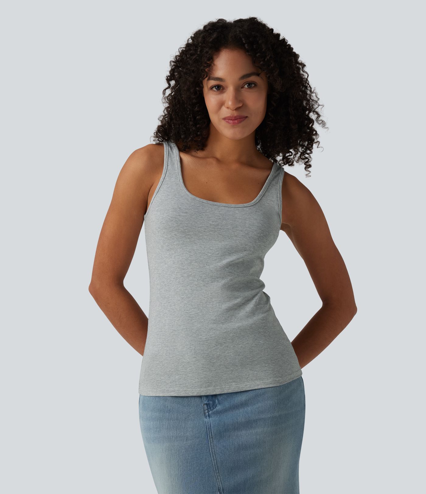 Lässiges Baumwoll-Tanktop mit U-Ausschnitt