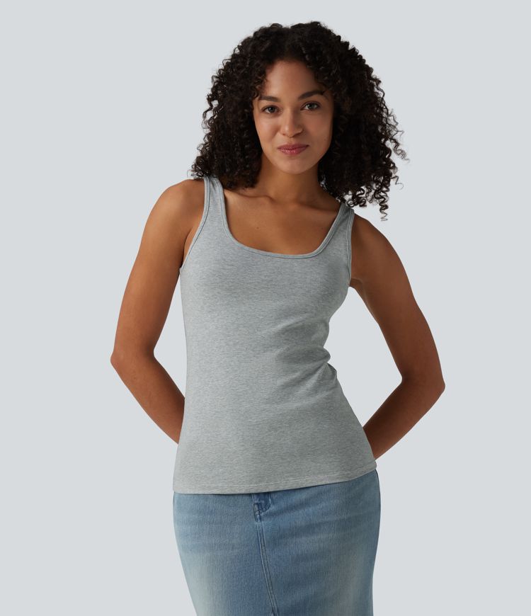 Lässiges Baumwoll-Tanktop mit U-Ausschnitt