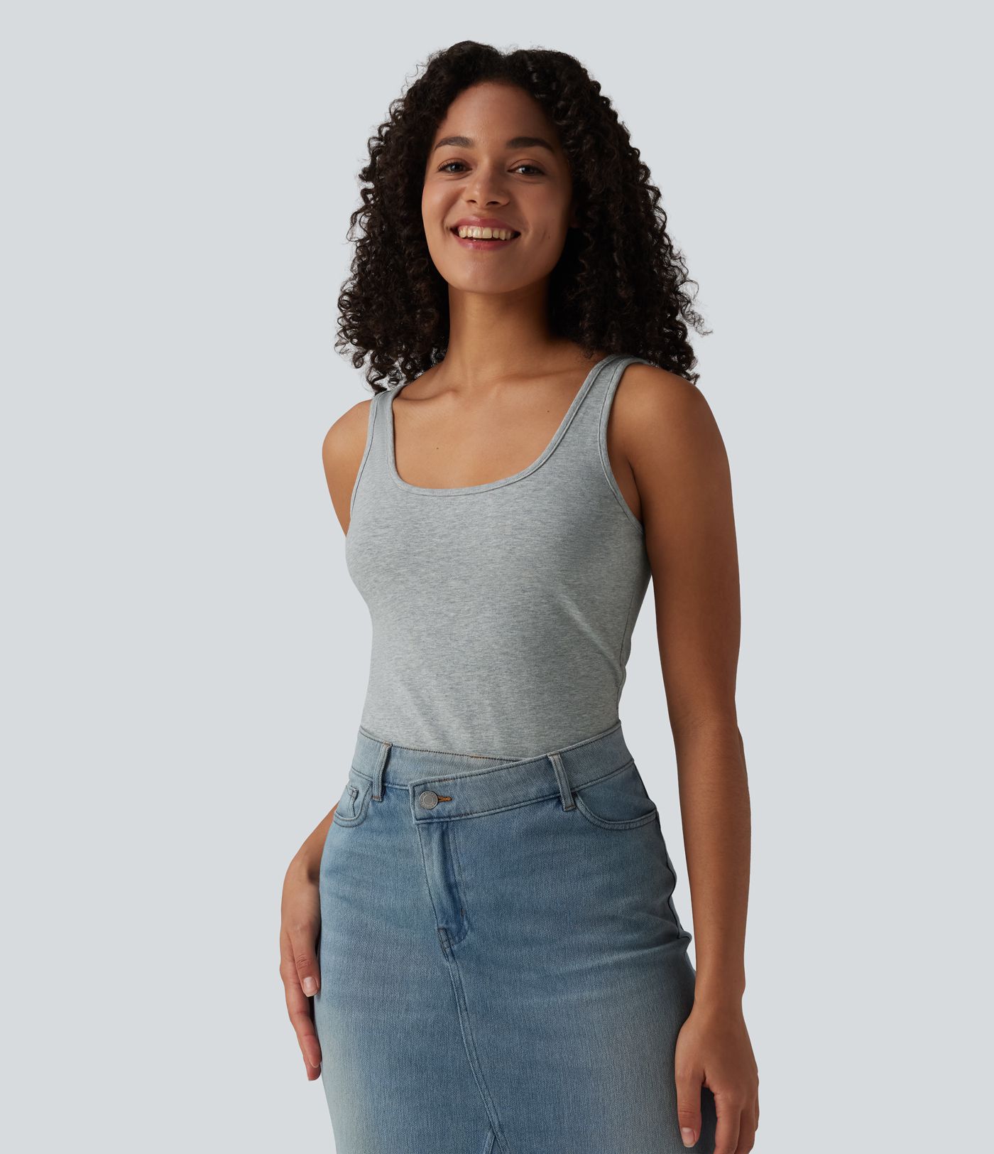 Lässiges Baumwoll-Tanktop mit U-Ausschnitt