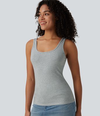 Lässiges Baumwoll-Tanktop mit U-Ausschnitt