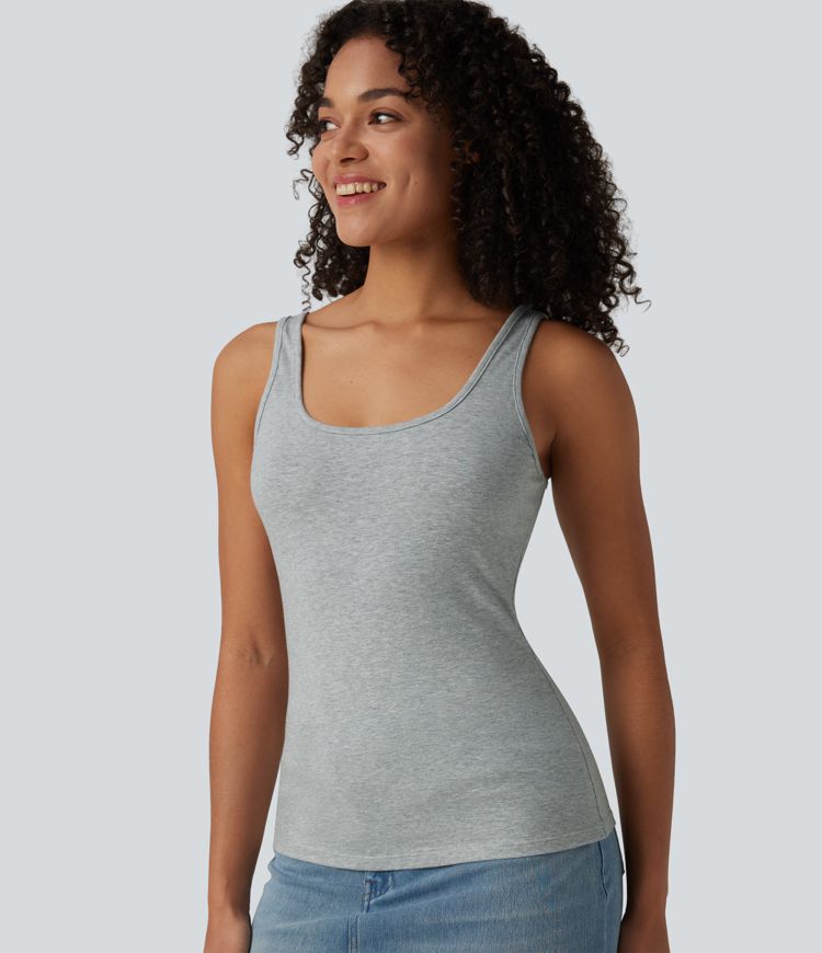 Lässiges Baumwoll-Tanktop mit U-Ausschnitt