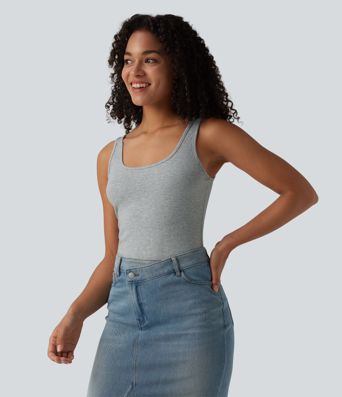 Lässiges Baumwoll-Tanktop mit U-Ausschnitt