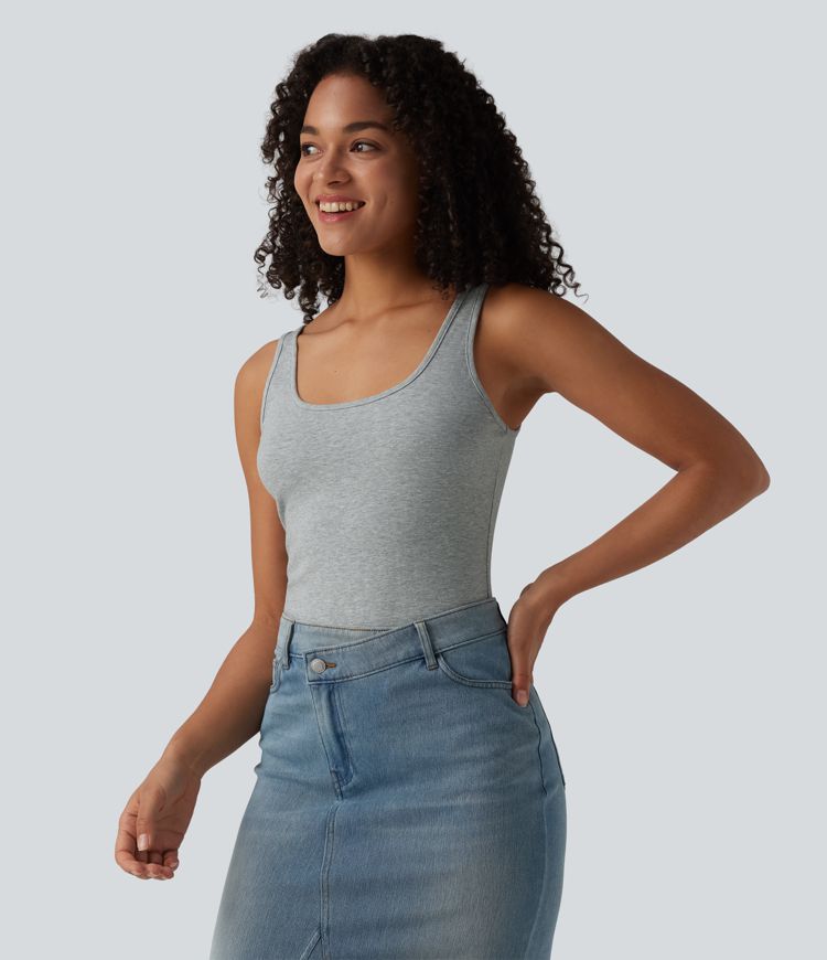 Lässiges Baumwoll-Tanktop mit U-Ausschnitt