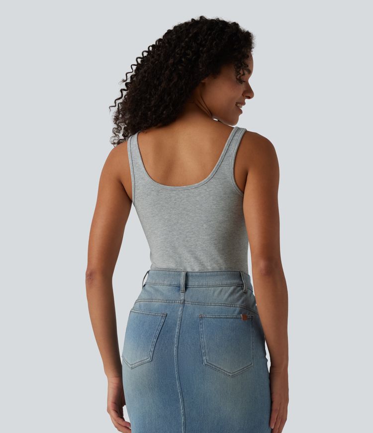 Lässiges Baumwoll-Tanktop mit U-Ausschnitt