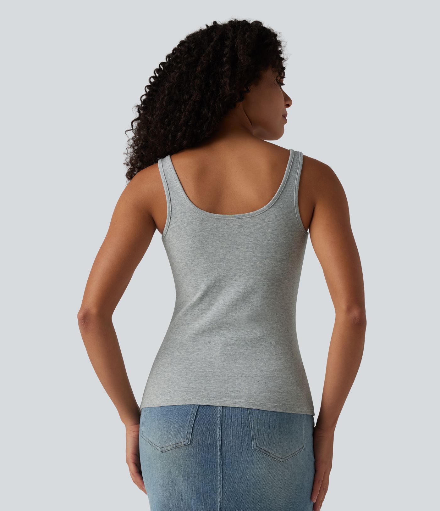 Lässiges Baumwoll-Tanktop mit U-Ausschnitt