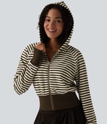 Sweat décontracté à capuche manches longues avec ouverture pouce rayé gaufré Sweat décontracté à capuche manches longues avec ouverture pouce rayé gaufré
