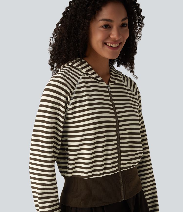 Sweat décontracté à capuche manches longues avec ouverture pouce rayé gaufré Sweat décontracté à capuche manches longues avec ouverture pouce rayé gaufré