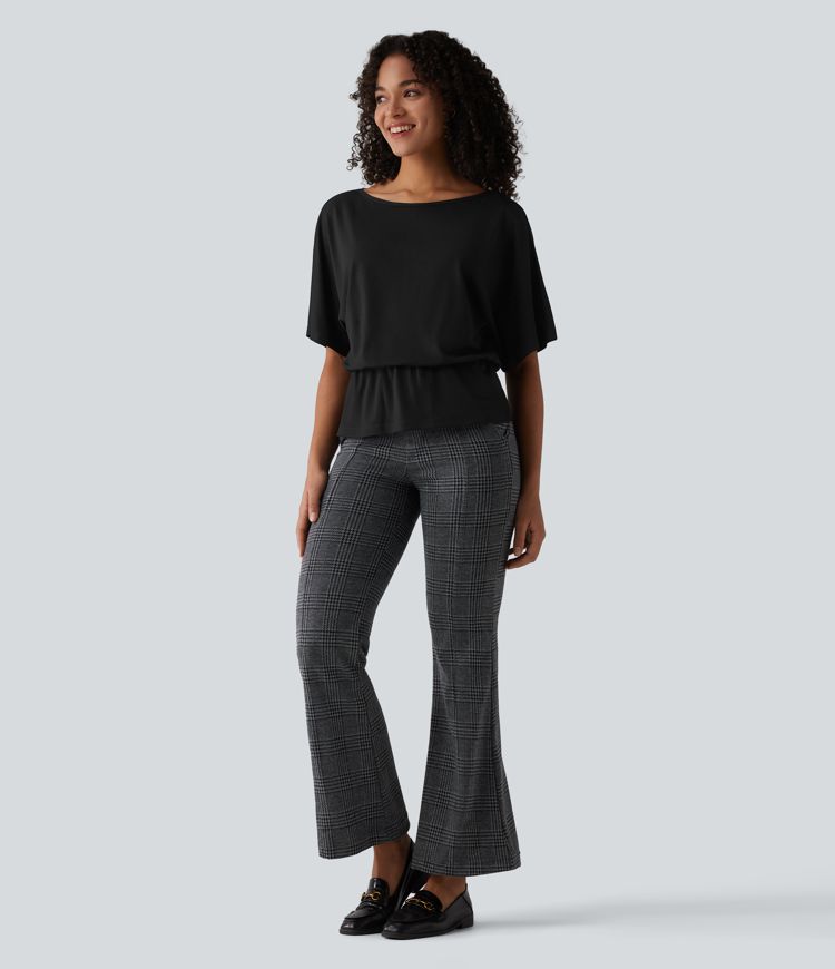 Arbeits-T-Shirt mit U-Boot-Ausschnitt und halblangen Ärmeln