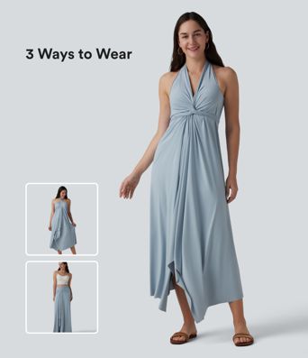 V Neck Tie Back Maxi Dress