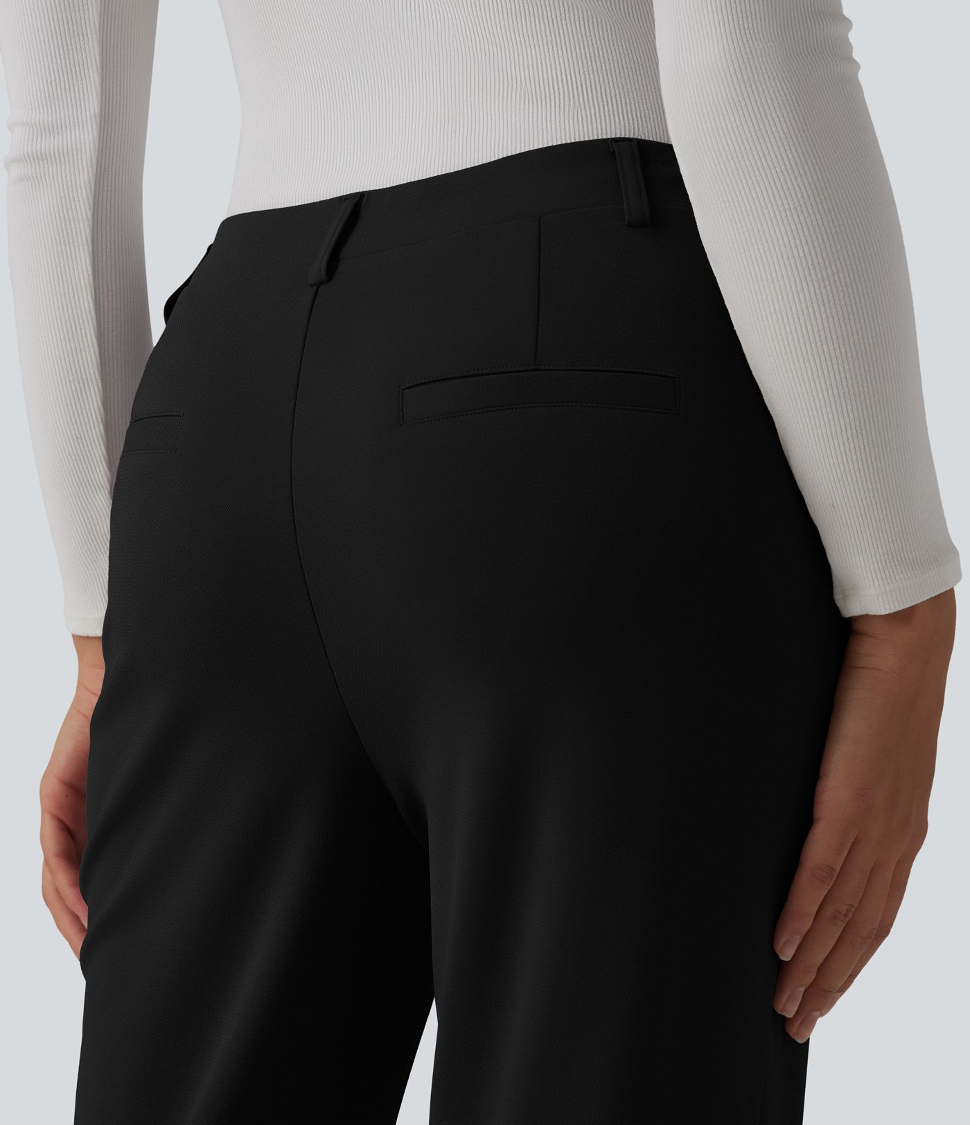 Pantalon tailleur Halara Flex™ asymétrique coupe droite taille mi-haute crêpe avec poches
