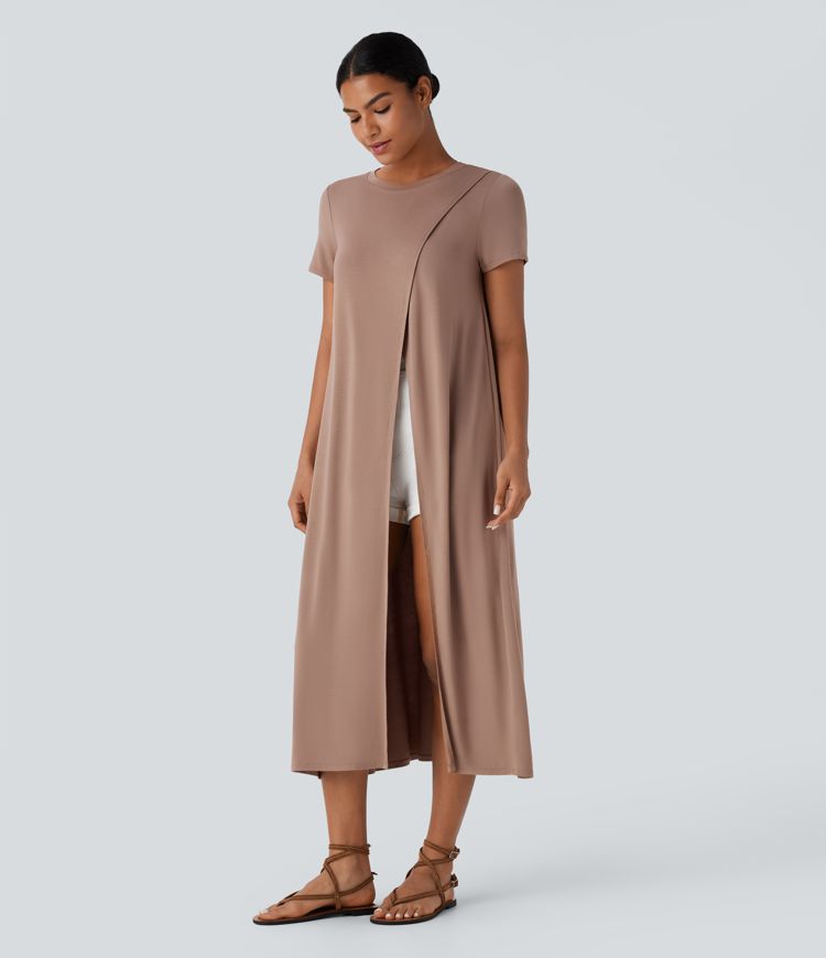 Crossover Hem Longline Top